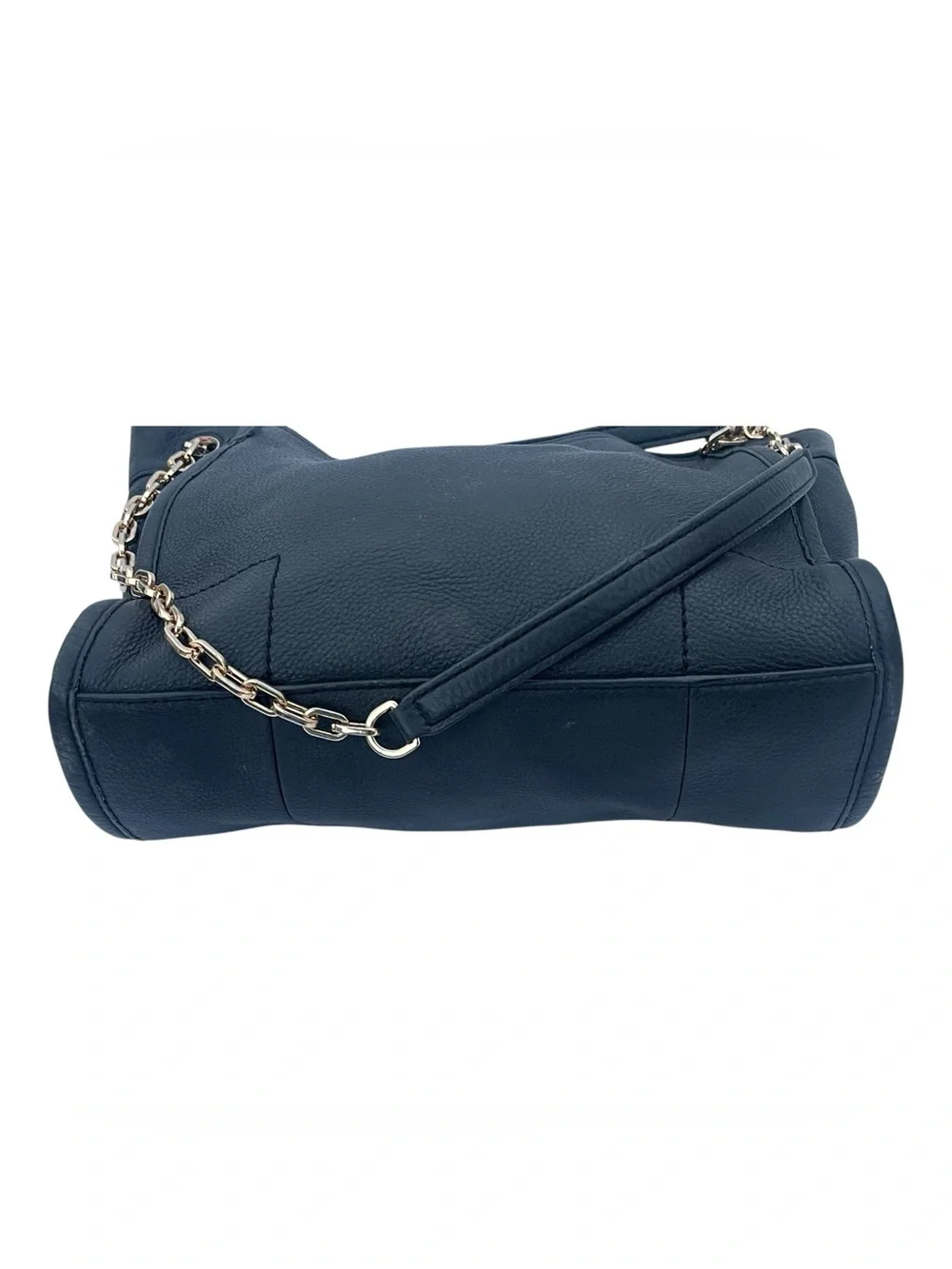Tory Burch Britten Small Slouchy Tote Black Pebbled Leather Gold Chain Logo Bag